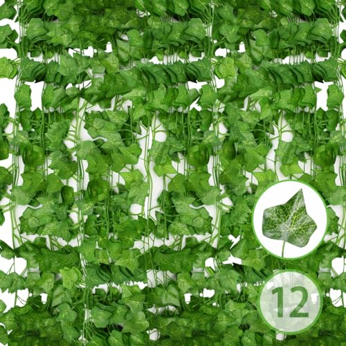 Zequech 12×2.1m Simulated Ivy Vines, 4cm Leaves, Wedding Parties, Crafting an Enchanting Garden Ladder. For Kitchen Balcony Festival Hanging Art, Indoor/Outdoor Banquet Wall Decor