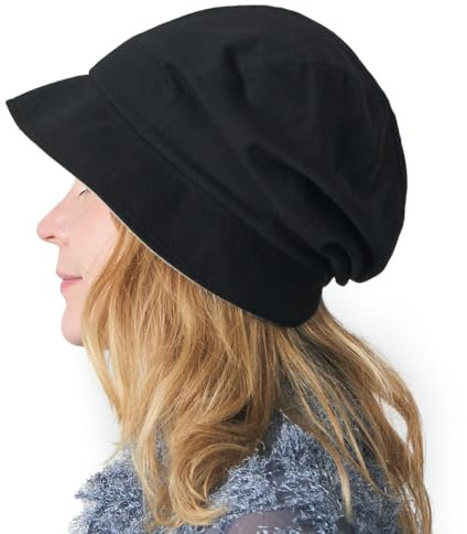 Chapeau De Soleil 100% Coton Bio Mode Japonais, Casquette Été Femme Style Bob, Bonnet Chimio Femme Réversible Et Pliable Noir & Gris Clair
