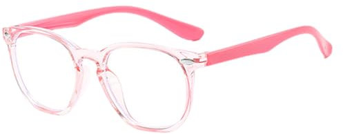 Sengwer Pink Blue Light Glasses for Women & Girls, Silicone Frame Gaming Glasses, Anti Eyestrain UV Blocking for Tablet Computer TV Use - Candy Color Retro Design