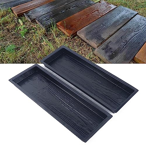 Moldes de hormigón para adoquines de bricolaje, 2 moldes de cemento de plástico para formas de tablero de madera de imitación, moldes de piedra escalonada de jardín para caminos y pasillos