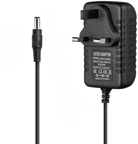 12V 2A AC/DC Power Supply Adapter - UK Plug 100-240V to DC 12V 24W Converter 50/60HZ - 5.5mm x 2.1mm Adapter for LED Strip Lights, CCTV, Routers, Monitors, Keyboards