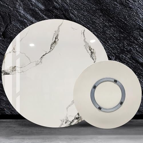 60cm 80cm Bandeja de Servicio Giratoria, Grande Plato Giratorio 90 100cm, Mármol Lazy Susan Plato Giratorio para Mesa de Comedor, Rotación de 360°(White Black,100cm)