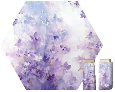 Maizoon Viaje Pequeño Mini Sombrilla de Sol Portátil UPF50+ Protección UV Ligero Impermeable Doble Capa Sombrilla Retro Clásico Flor Estilo Vintage para Mujeres
