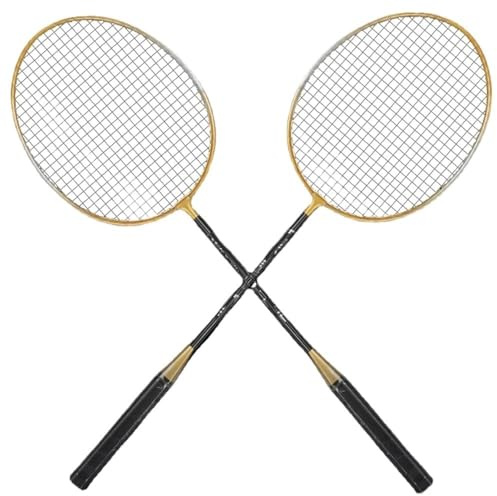 Federball Set Badminton Schläger Legierung Split Schwarz Gold for Spieler Übung(with Ball Hand Glue)