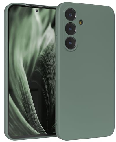 EAZY CASE - Silikonhülle für Galaxy S25 FE Hülle Silikon Case Dunkelgrün weich stoßfeste Handyhülle Schutzhülle mit Kameraschutz Dünn Premium Schutz Cover TPU Phone Bumper in Mitternacht Grün Matt