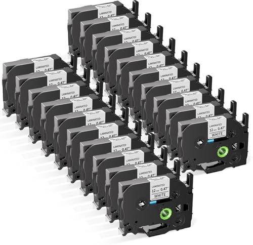 20-Pk TZe-231 Label Printer Tape Replace for Brother TZe 12mm .47 Laminated | TZe231 P-Touch Black on White TZ Tape Cassette for Brother PT-H110 E110 H100R H100LB H108 H101C D210 P300BT 1000 Label Maker