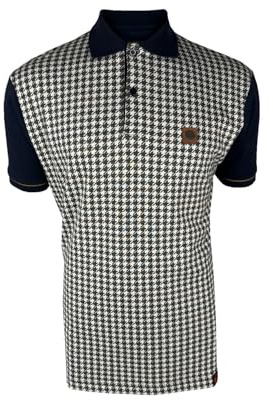 Trojan Herren Hahnentritt-Panel-Poloshirt, Navy