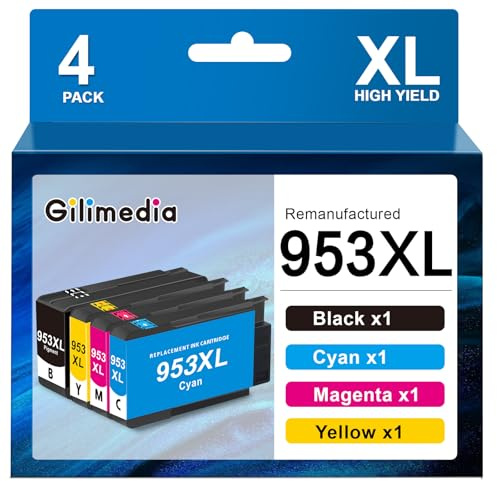 953XL Druckerpatronen Wiederaufbereitet Ersatz für HP 953XL Multipack Patronen Kompatibel für HP Officejet Pro 7720 7730 7740 8210 8218 8710 8715 8718 8720 8725 8728 8730 8740 (4er-Pack)