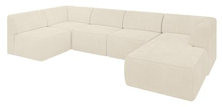 ALTDECOR Ecksofa in U-Form Corner Sofa Bett Eckcouch Couch L-Form Wohnlandschaft Cauchsofa MOVO 345x180x78 Beige
