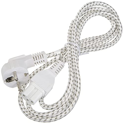 Goobay 93314 Warmgeräte Anschlusskabel 2m Kabel mit Schutzkontaktstecker Weiß / Silber