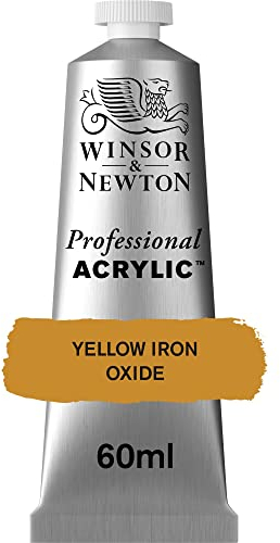 Winsor & Newton 2320737 Professional Acrylfarbe in Künstlerqualität, hohe Farbbrillanz & Deckkraft, Archivqualität, 60ml Tube - Eisenoxyd Gelb