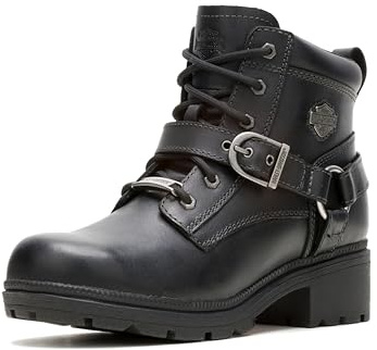 Harley-Davidson Women's Tegan 4-Inch Black Lace-Up Boots. D84424