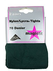 2 pair pack 70 Denier School Tights art no 7134 (13/14, BOTTLE GREEN)