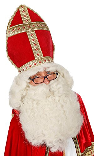 Stekarneval Per?cke Nikolaus mit Bart, Weiss