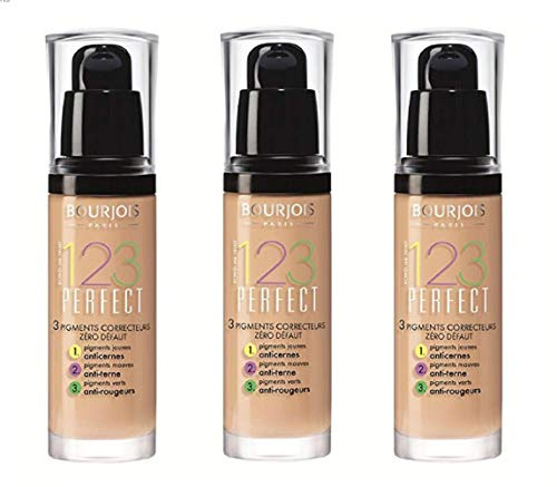 3 x Bourjois Paris 123 Perfect Foundation 30ml New & - 52 Vanilla