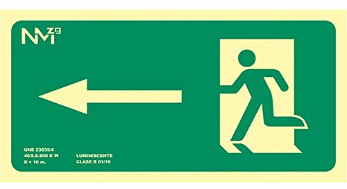 ormaluz RD11131 - Señal Luminiscente Salida Izquierda 32x16cm Clase B PVC 0,7mm Evacuación Homologada