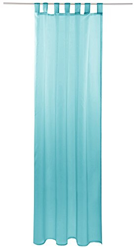 Gardine mit Schlaufen, Transparent Voile 140 x 245cm (Breite x Länge) in türkis - Aqua, Schlaufenschal in vielen weiteren Farben und Größen