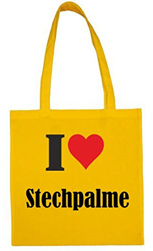Reifen-Markt Tasche I Love Stechpalme Größe 38x42 Farbe Gelb Druck Schwarz