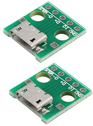 HALJIA Lot de 2 adaptateurs Micro USB - Dip, 5 Broches, connecteur Femelle Type B