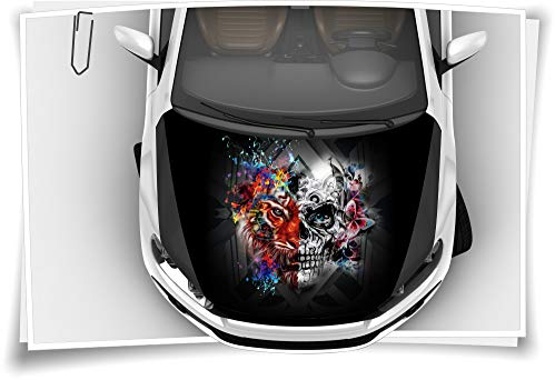 Medianlux Tiger Skull Schmetterling Totenkopf Abstrakt Motorhaube Auto-Aufkleber Steinschlag-Schutz-Folie Airbrush Tuning Car-Wrapping Luftkanalfolie Digitaldruck Folierung