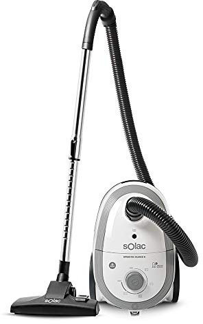Solac springtec Silence Aspirador Trineo con Bolsa, 3 litros, eficiencia energética AAA, Filtro hepa, Aluminum, Blanco