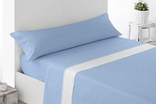 Energy Colors Textil - Hogar - Atlanta - Juego Sábanas Estampada Infantil Cama 90 Verano Microfibra (Noja Azul)