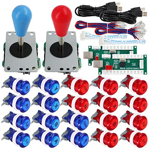 SJ@JX Arcade Game 2 Player Controller DIY Kit Buttons with Logo Coin X Y Start Select 8 Way Joystick USB Encoder for PC MAME Raspberry Pi
