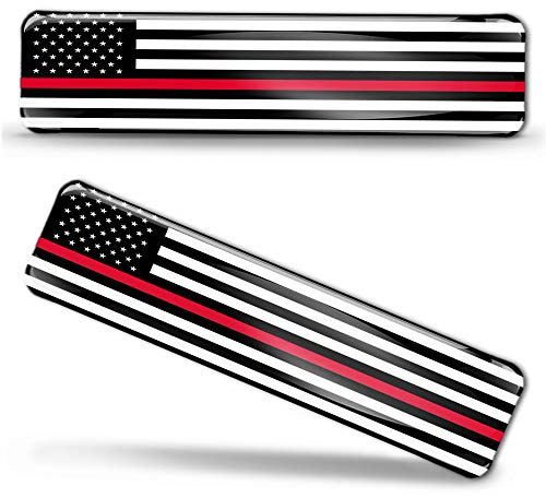 Biomar Labs® 2 x Aufkleber 3D Gel Silikon Stickers USA Amerika Thin Red Line Firefighter Flag America Dünne Rote Linie Feuerwehr Flagge Fahne Autoaufkleber F 58