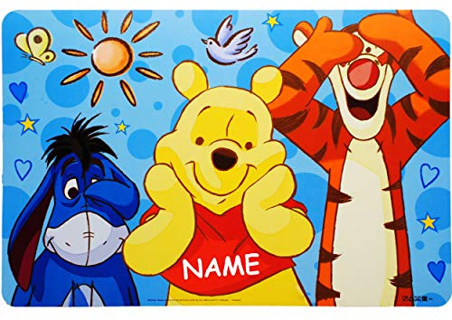 alles-meine.de GmbH Unterlage - Winnie Pooh - inkl. Name - 42 cm * 28 cm - BPA frei - als Tischunterlage/Platzdeckchen/Malunterlage/Knetunterlage/Eßunterlage/Platzset /..