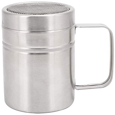 AUNMAS Condiment Jar, Stainless Steel Seasoning Spice Jar Food Service Pepper Power Dredge Chocolate Shaker Sugar Salt Condiment Bottle with Handle