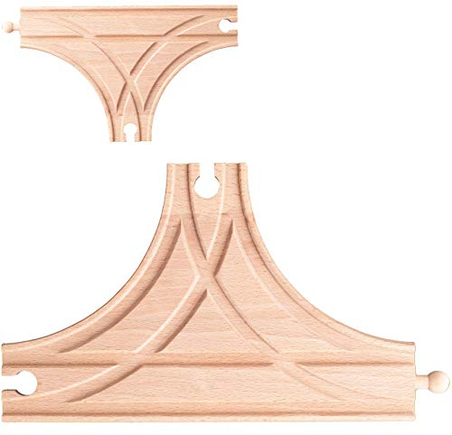 Holz - Schienen - T-Weiche/Abzweigung/Kreuzung - beidseitig - für Eisenbahn/Holzeisenbahn - passend für alle Schienen-Systeme & Straßen - z.B. Brio/He..