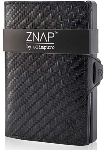 ZNAP® Slim Wallet Kreditkartenetui | Geldbörse Herren | Kartenhalter Geldbeutel | Portemonnaie Mit RFID Schutz | 8 Karten | Carbon