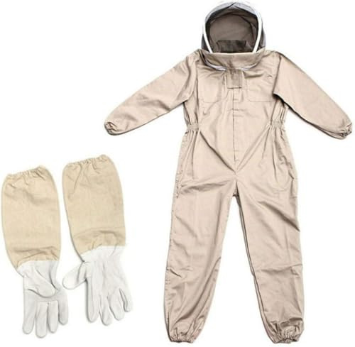 Fransande Beekeeper Suit for Beekeepers, Professional Beekeeper's Suit Beekeeping Suit Full Body Protective Suit Ventilated Bee Suit with Elastic, Leather Gloves, L/XL/XXL