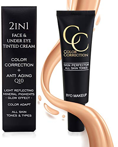 Byo Makeup© SKIN PERFECTOR NEW CC Cream, getönte Gesichtscreme für hochwirksames AntiAging und Antifalten, toller Glow, ohne Parabene Silikon, vegan, als Augencreme gegen Tränensäcke, Frau ab 30