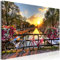 B&D XXL - Wandbilder Landschaft 60x40 cm 1 tlg - Wand Deko Vlies Leinwand Bilder Groß Wanddeko Wohnzimmer Schlafzimmer Kunstdrucke - Niederland Fahrrad Stadt Architektur Amsterdam
