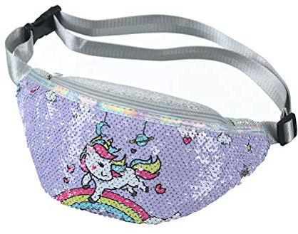 Yusat Glitzer Bauchtasche Mädchen, Einhorn Pailletten Hüfttasche Pailletten Hüfttasche mit Verstellbarem Gürtel Kinder Sport Laufen