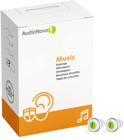 AudioNova Music - Ohrstöpsel für Musikliebhaber, Konzerte, Festivals | Gehörschutz für Musiker | Diskrete | perfekter Klang | Dämpfung 16 dB | wiederverwendbar