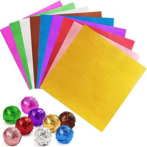 Schokolade Alufolie Verpackungsfolien für Ostern, Taozoey Süßigkeiten Folie Papier, Aluminium Foil Papier, Geschenkpapier aus Aluminiumfolie für Schokolade, Bonbonpapier Ostern, 800Pcs 8Farbe