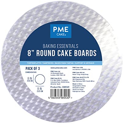PME Baking Essentials - Round Cake Board 20 cm / 8-inch, Set of 3, Silver