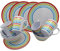 Caravan Camping Melamine Dinner Set 16pc (Picnic BBQ Outdoor Dining Party Tableware Rainbow)