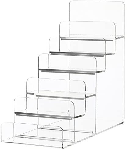 Angoily Acryl Display Risers: 6-Stufig Transparente Acryl Display Riser Regal für Figuren, Schmuck, Cupcake, Lippenstift, Nagellack, Gewürz, Sammlungen, Geldbörse, Kosmetik