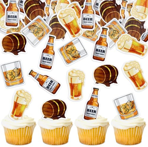 Blumomon 40 Stück Essbaren Biere Cupcake Topper Bierkrug Cupcake Topper Essbare Bier Torten Dekor Oktoberfest Kuchen Dokorationen Cheers Und Biere Geburtstagsfeier Party Dekorationen