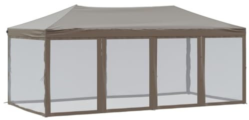vidaXL Partyzelt Faltbar mit Seitenwänden Gartenzelt Festzelt Pavillon Zelt Gartenpavillon Gazebo Gartenlaube Bierzelt Faltzelt Camping Taupe 3x6 m