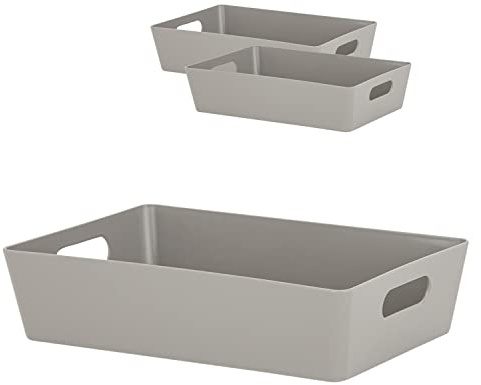 3x Schubladenorganizer Ordnungsbox 6cm hoch 17x25x6 Taupe Lederoptik Küche