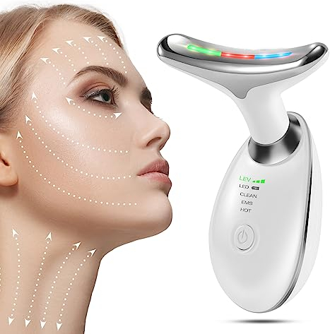 Yofuly Appareil Anti Rides Visage, Appareil de Beauté facial anti-rides à 45 °C pour raffermir et soulever la peau, massage du visage EMS pour homme et femme(blanc)