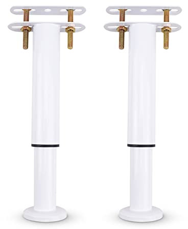 Riobby Adjustable Legs, Metal Furniture Foot Retractable Heavy Duty Bed Center Frame Slat Support Leg for Cabinet Sofa Bed Frame Replacement Parts 18cm - 33cm (White 2 Pack)