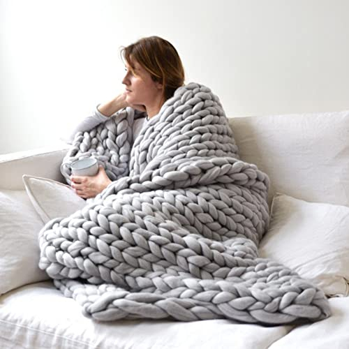 LIJBN Bettüberwurf, Grobstrick Decke, Garnfüllung, Handgewebt, Knotendecke für Bett, Sofa, Stuhl, Grobe Garndecke für Heimdekoration, 120x180cm, H, Winter, Erwachsener