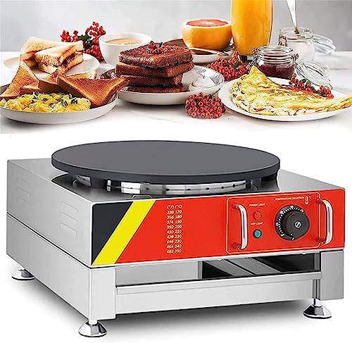 GBHJJ Crepiera Elettrica, Crepiera Elettrica Commerciale Piastra per Pancake Piastra Singola Antiaderente, Padella per Crepe, Tortilla, Blintzes - Portatile, Compatta