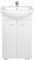 .Deftrans Domodomo Badezimmerschrank mit Waschbecken, 80 x 50 x 26 cm weißer Waschbeckenschrank, Keramik Waschbecken Set, Standschrank für kleines Bad