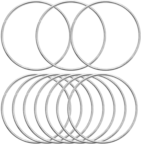 KALIONE Metallringe zum Basteln 10 Stück 10cm Silber Metallringe Metall Ringe Deko für Traumfänger Ring, Makramee Ring, Wickeltechnik, Floristik,Hochzeitskranz,Hoops